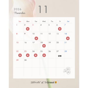11月のお休み